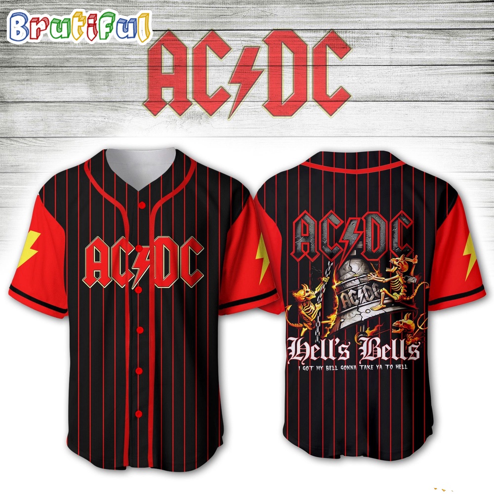 ACDC World Tour Acdc Pwr Up Tour 2024 Jersey Hells Bells Baseball ...
