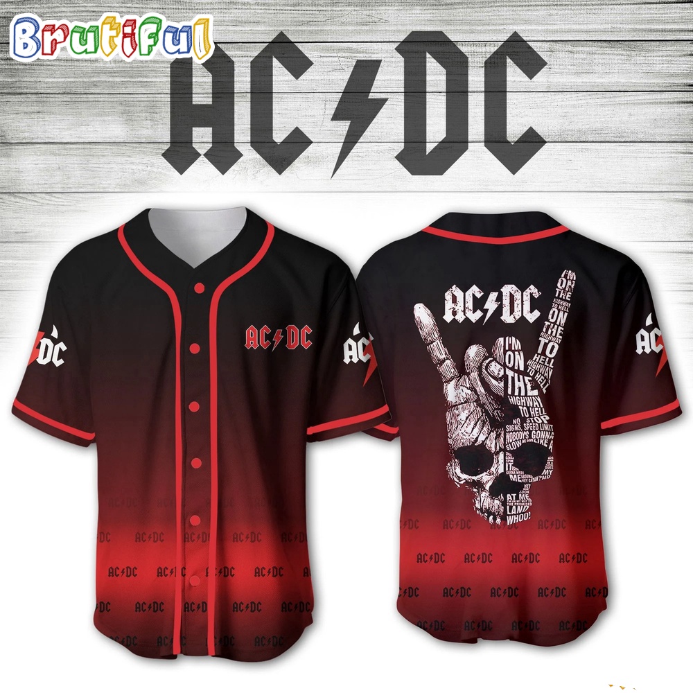 ACDC World Tour Acdc Pwr Up Tour 2024 Jersey Skull Baseball Jersey ...