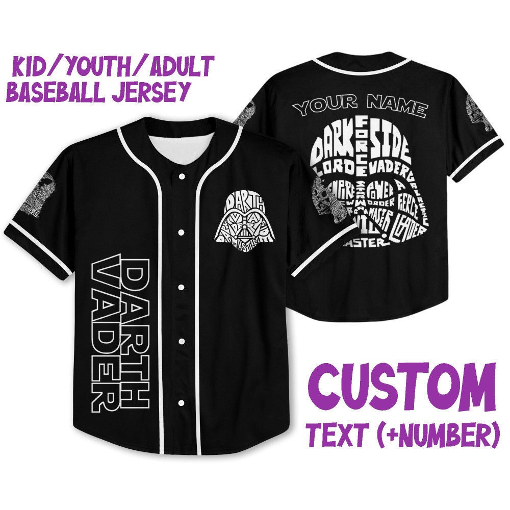 Personalize Star Wars Typo Darth Vader Style Black And White Jersey ...