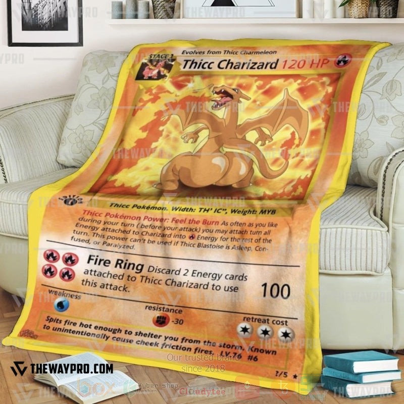 Anime Pokemon Thicc Charizard Sherpa Or Quilt Blanket HG Halloween  Christmas Gifts 2  Designfullprint