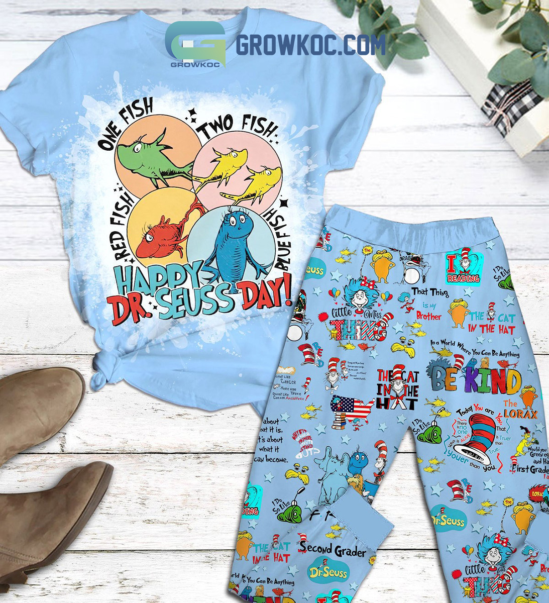Dr Seuss Happy Day Fleece Family Pajamas Set Tshirt Sweatshirt Long ...