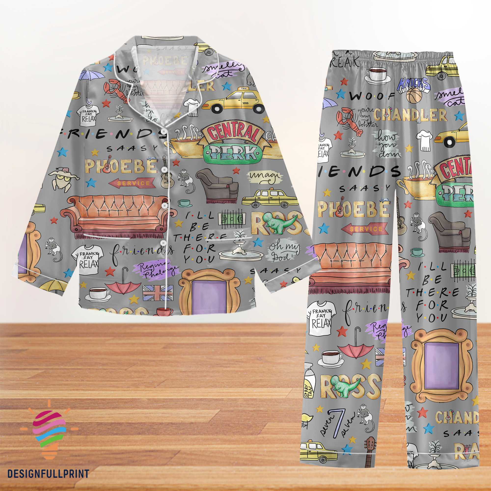 Tv Reklam Pyjamas Cool Gray Christmas Friends Movie Pajamas CP TV Series TShirt Pants Set ...