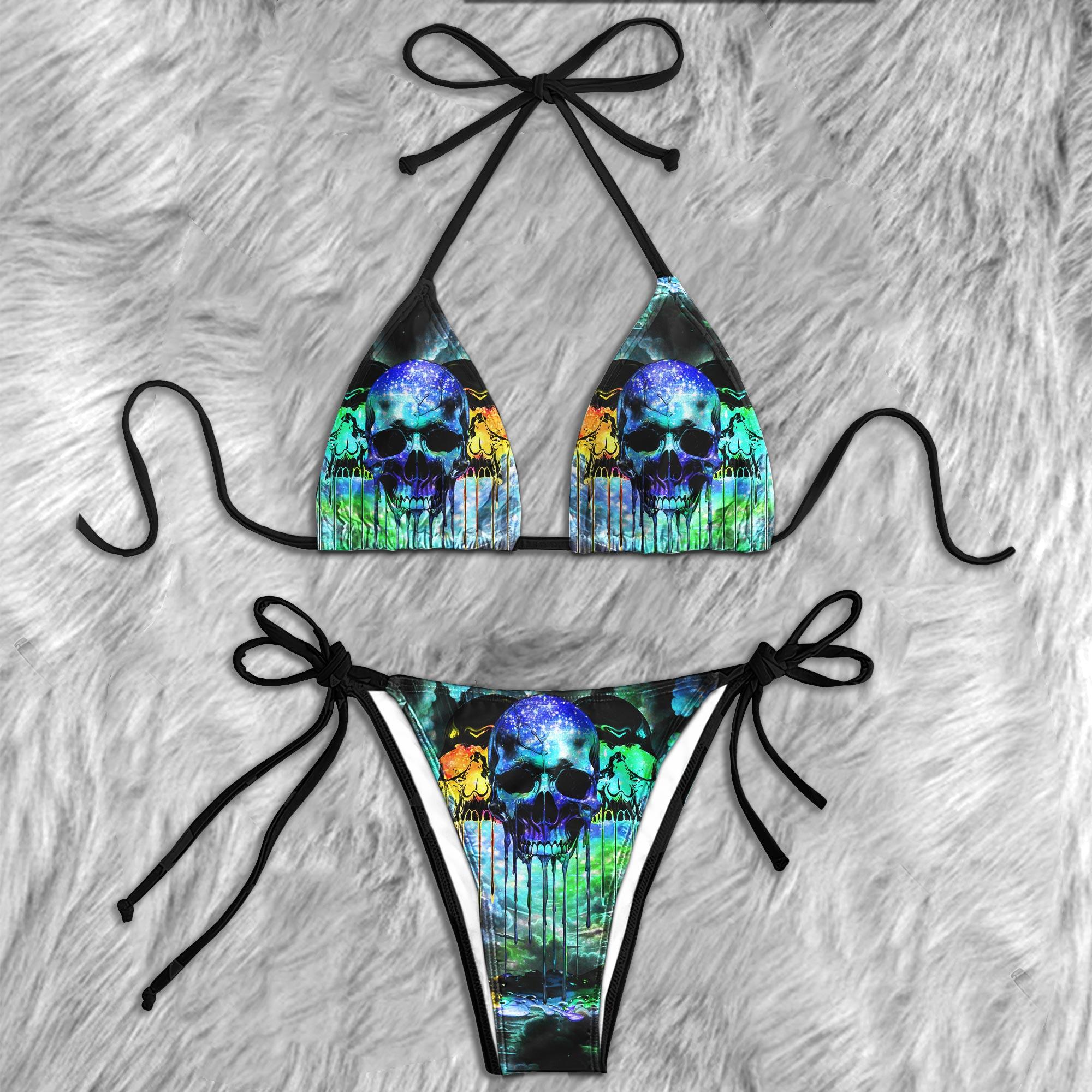 Mega Skull Green Micro String Triangle Bikini Summer Vacation HG ...