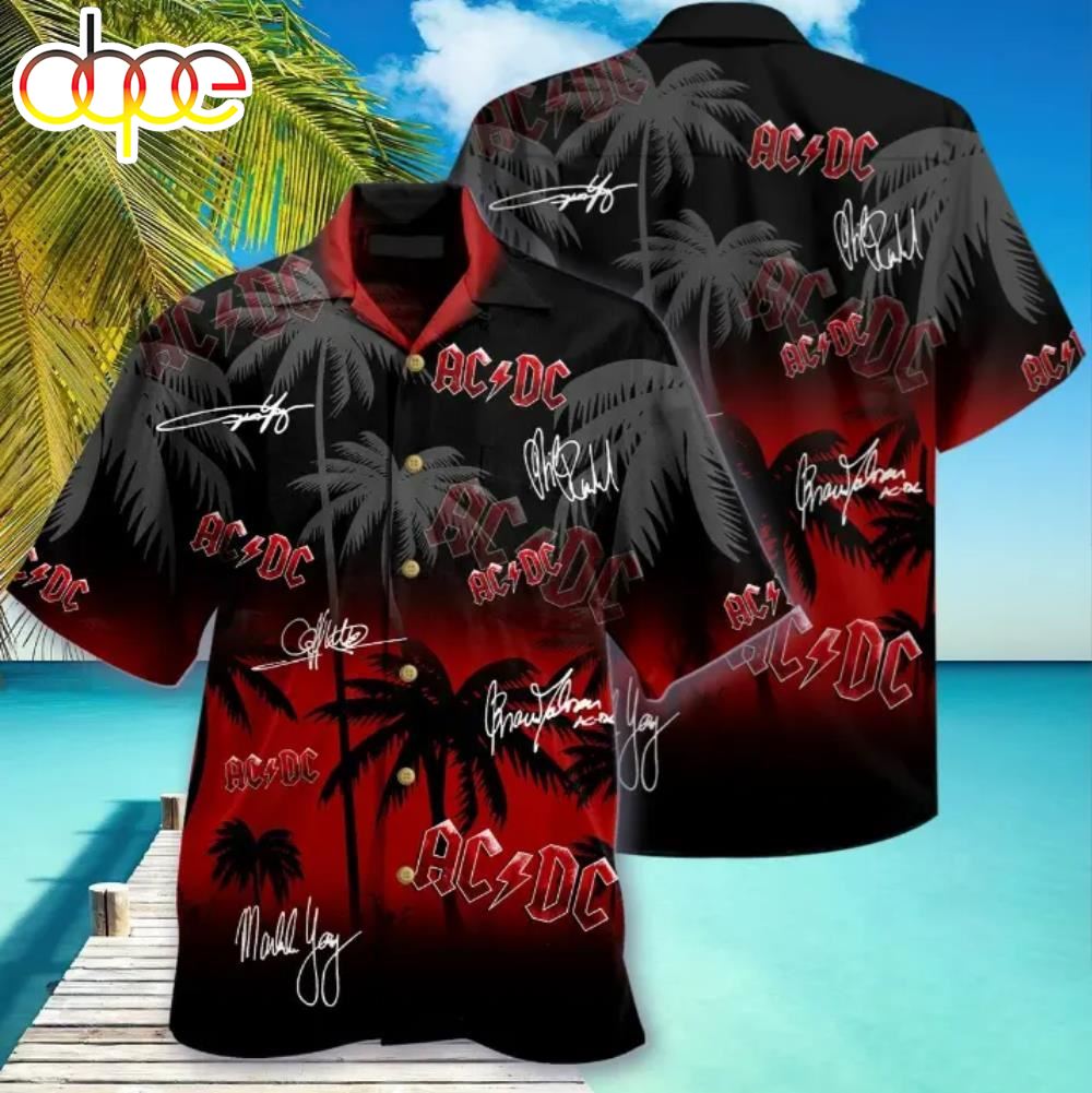 AC DC Band Signatures Hawaiian Shirt NNAs - Designfullprint