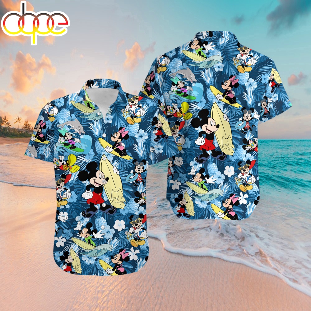 Mickey Mouse Sufing On Beach Hawaiian Shirt NNA - Designfullprint