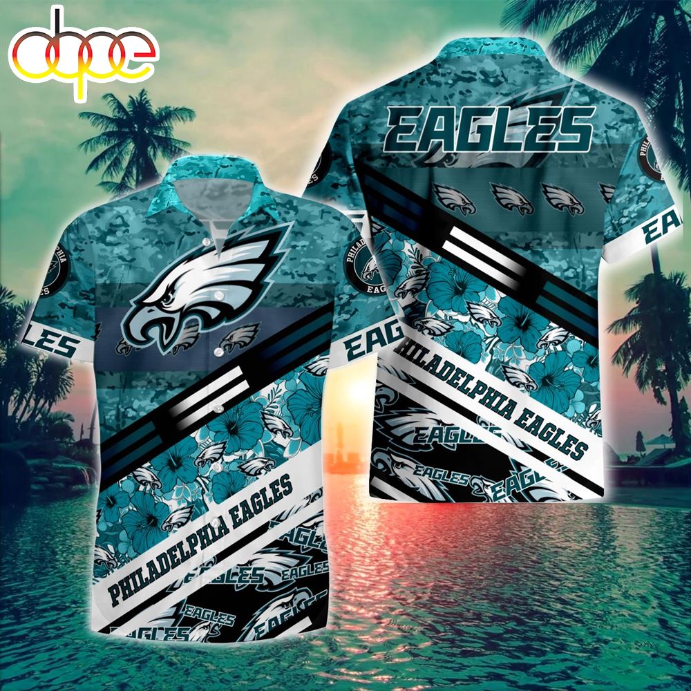 PhEagles  3d Camo Floral Hawaiian Shirt NNA - Designfullprint