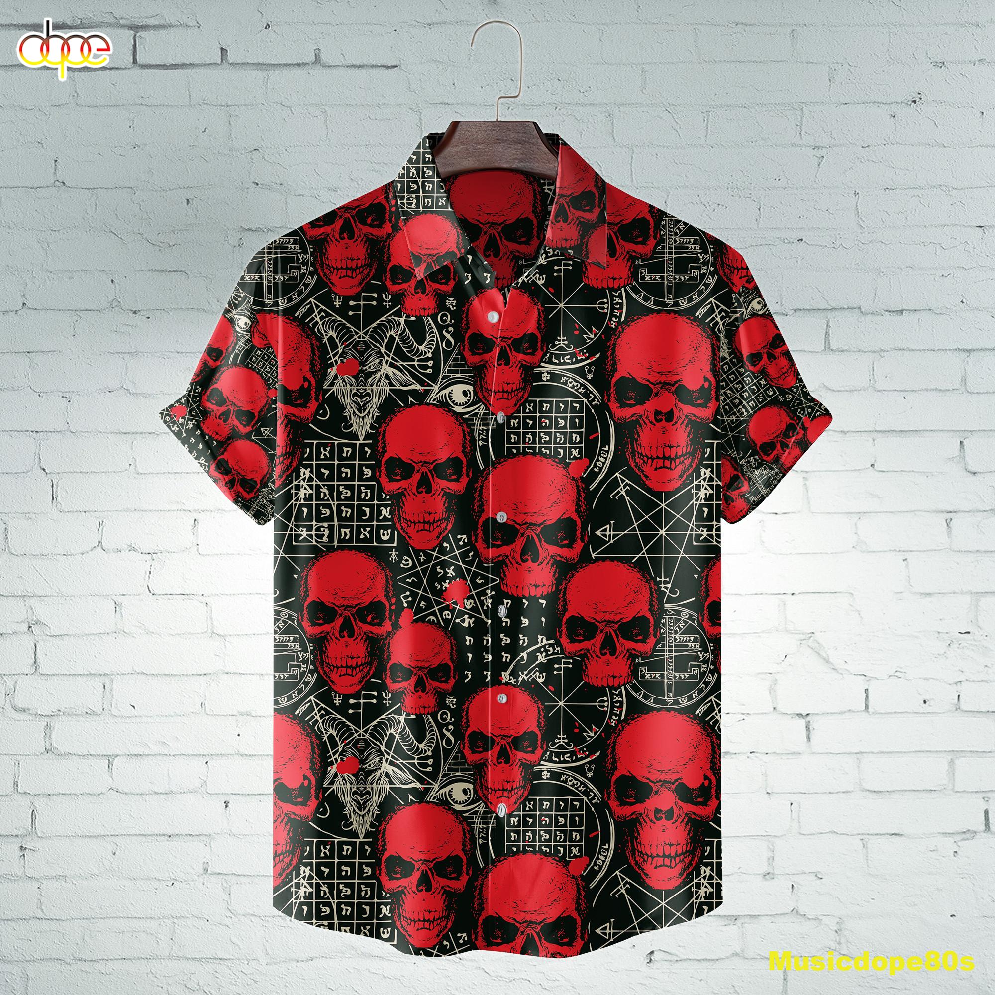 Skull Devil Symbols Horror Movie Halloween All Over Print 3D Hawaiian ...
