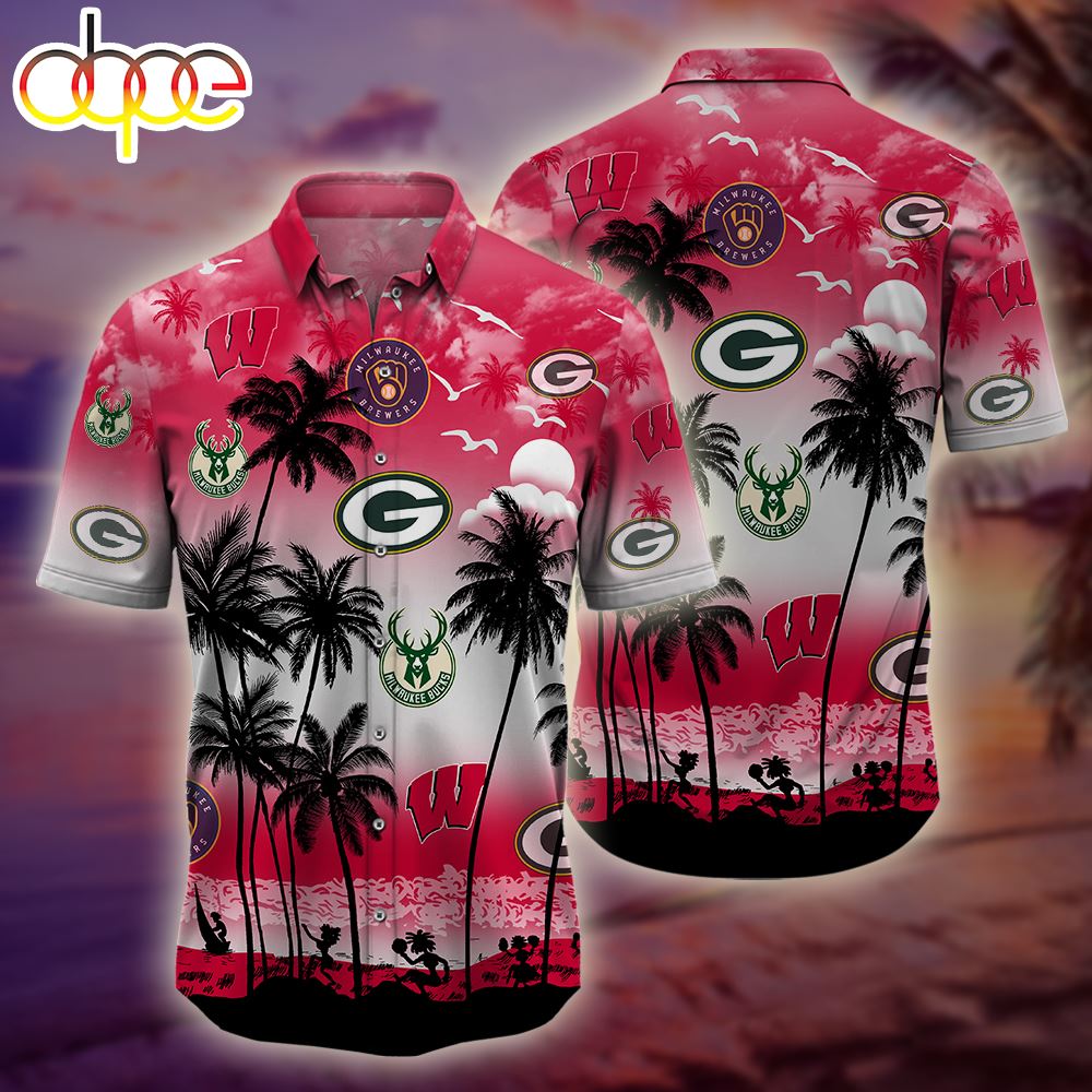 WiBadgers Sports Ahola Summer Red Hawaiian Shirt NNA - Designfullprint