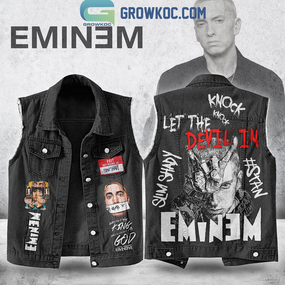 Eminem Let The Devil In Sleeveless Denim Jacket HG - Designfullprint