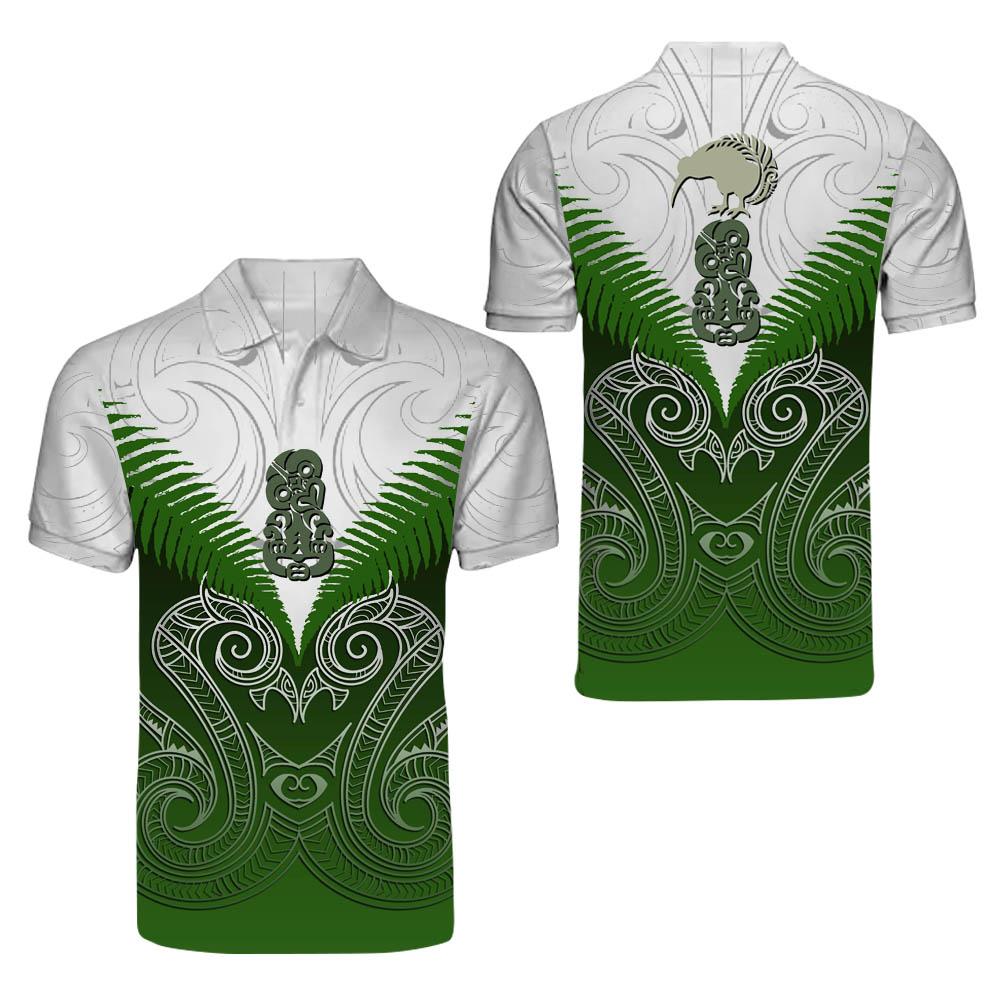 New Zealand Hawaiian Shirt Manaia Maori Pattern With Turquoise Fern LT05