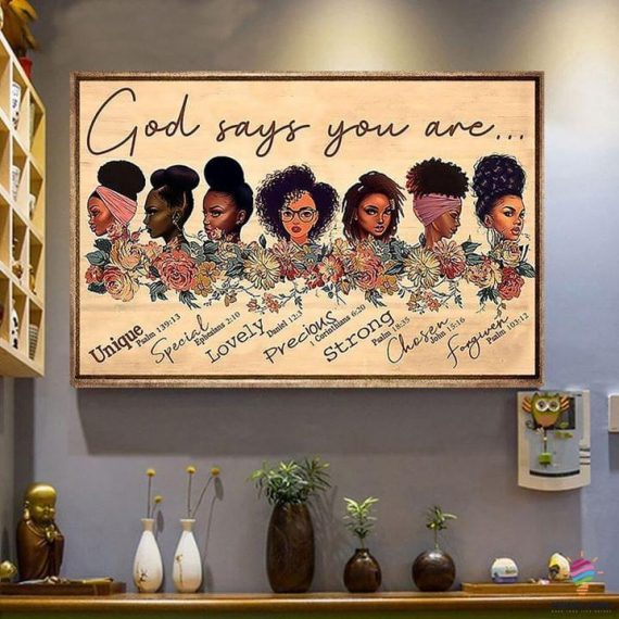God says You Are Beautiful Black Women Proud To Be Black Girls Wall Art ...
