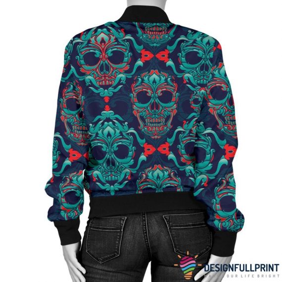 Black Skull Women's Bomber Jacket