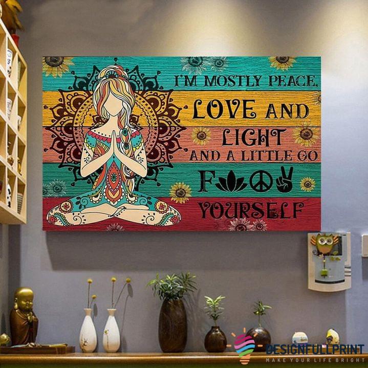 Gift For Hippie I Am Mostly Peace Hippie Meditation Girl Colorful