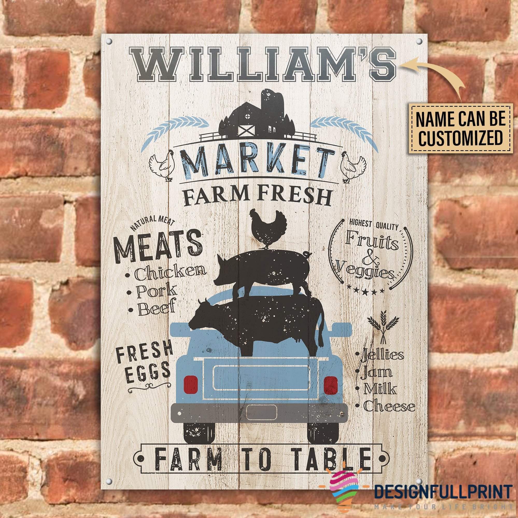 Personalized Cattle Market Farm Fresh Customized Classic Metal Signs CM ...